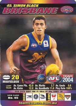 2004 Team Zone AFL Team - How to Play Promos #45 Simon Black Front